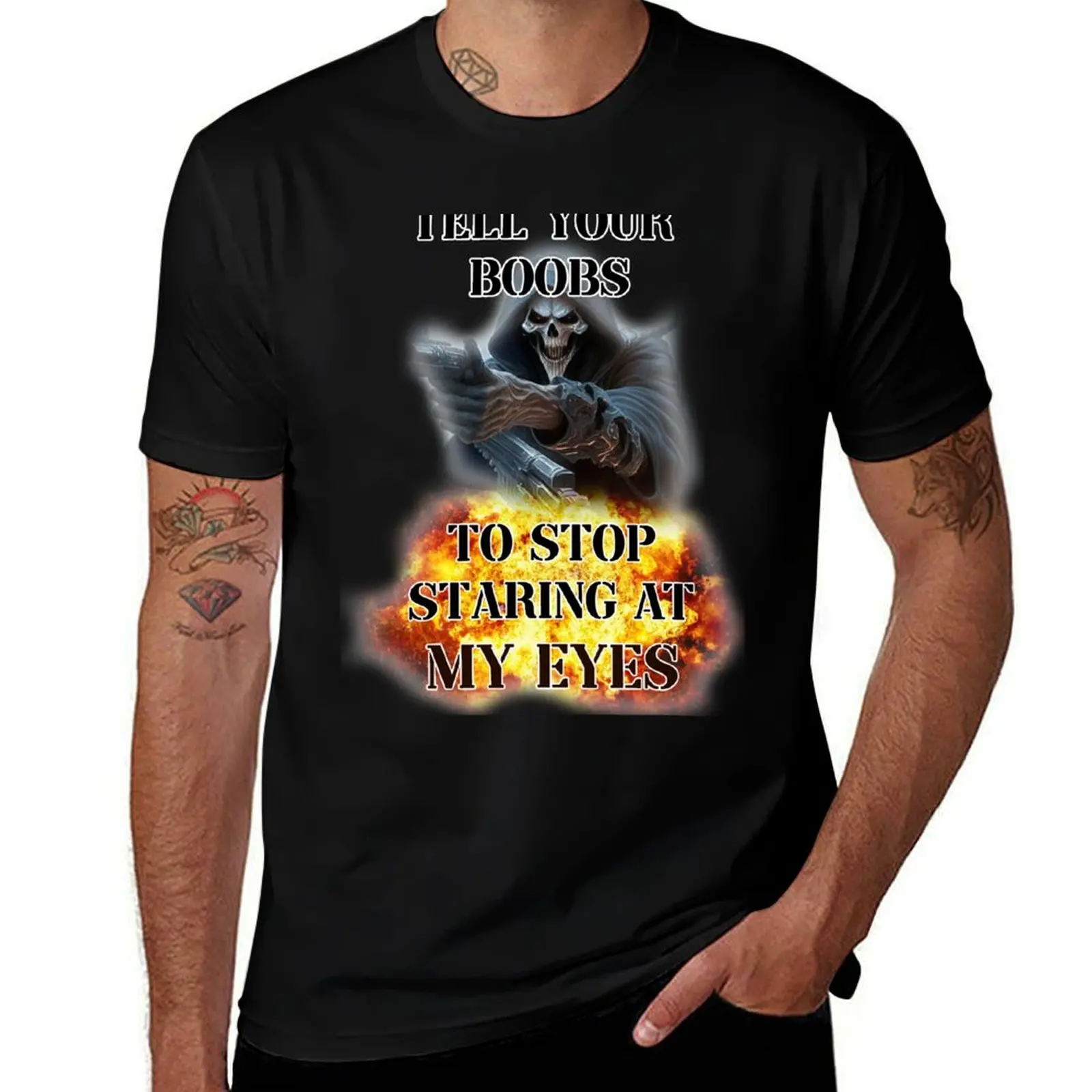 

at staring boobs your eyes stop to my tell T-Shirt Large Size Basic Casual T-Shirt
