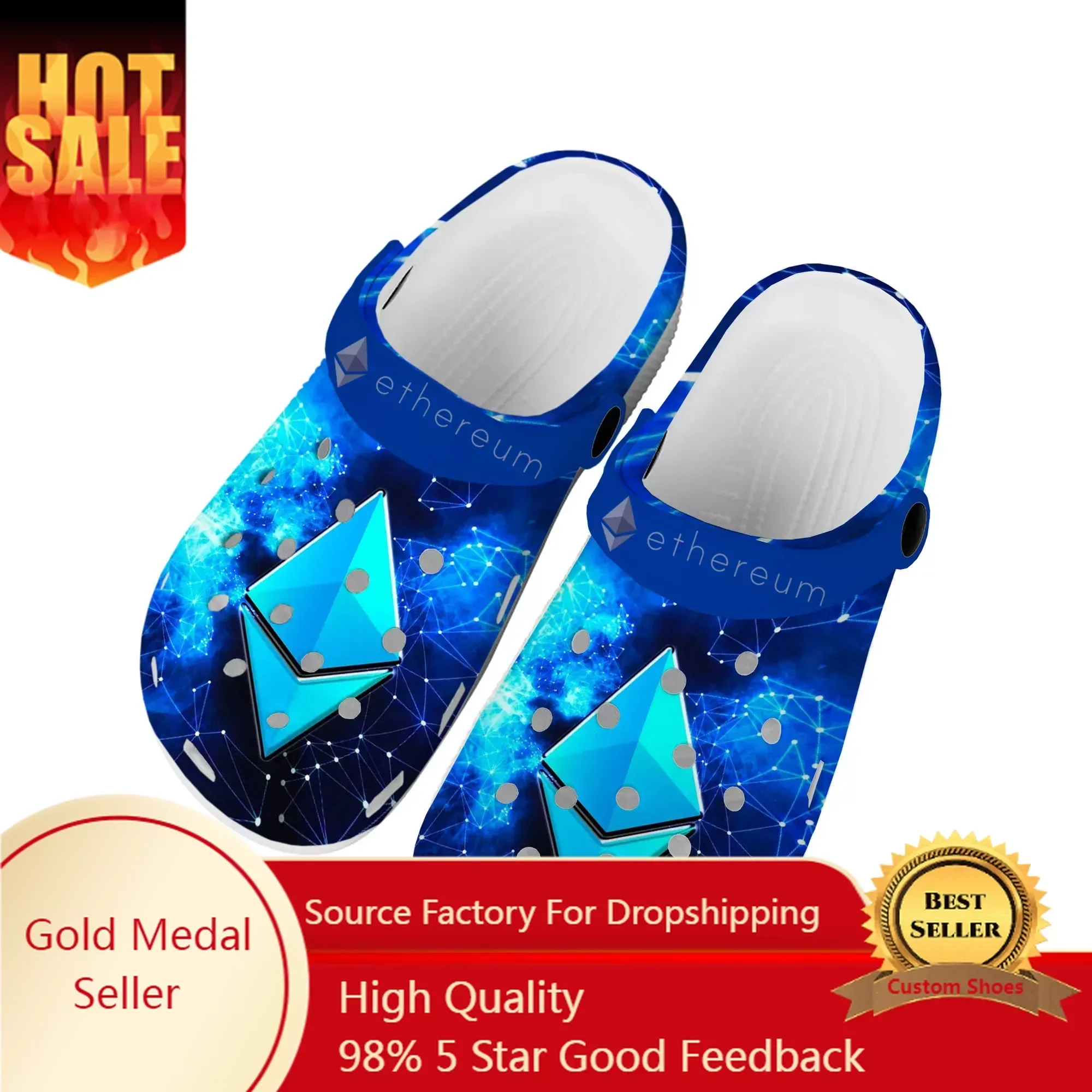 

Ethereum Cryptocurrency ETH Coin Miner Home Clogs Custom Water Shoes Mens Womens Teenager Shoe Garden Clog Beach Hole Slippers