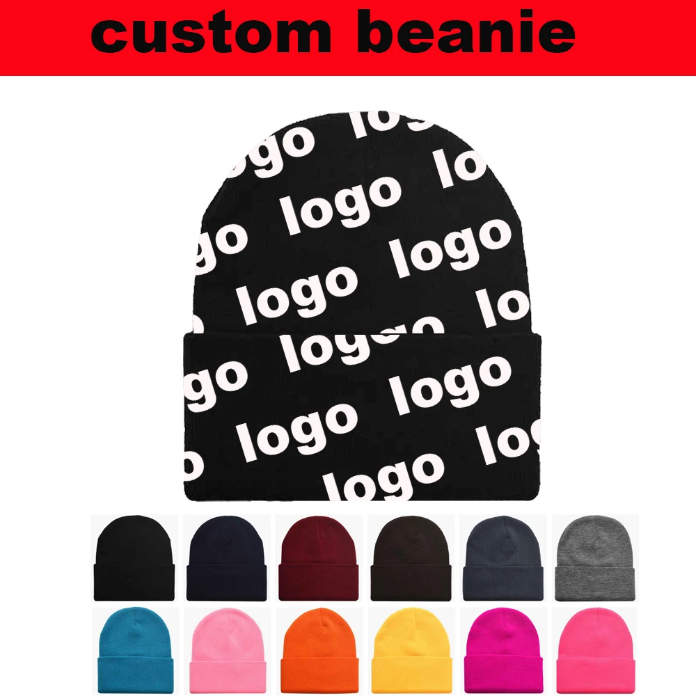 

wholesale custom beanie full jacquard knitting winter hat custom your design