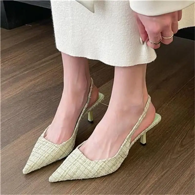 zapatillas de mujer tacon Pointed High Heel Sandals Women Back Hollow Half Headed Single Shoes Fashion Versatile Casual Shoes