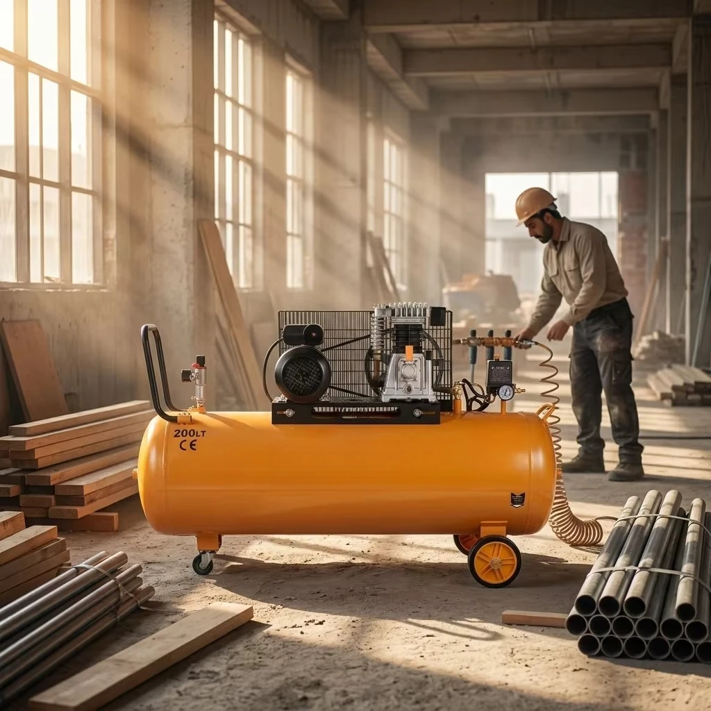 Professional Portable 3HP 200L Piston Air Compressor with Lubricated Engine Belt Driven Industrial Use