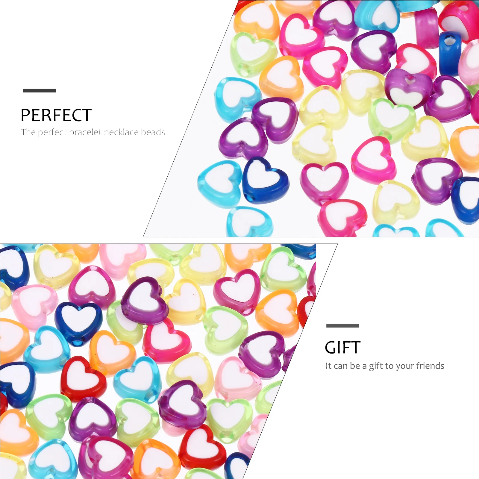 400개 하트 모양 비즈 컬러풀 DIY 보석 만들기 비즈 어린이 팔찌 목걸이 공예 선물 수제 액세서리