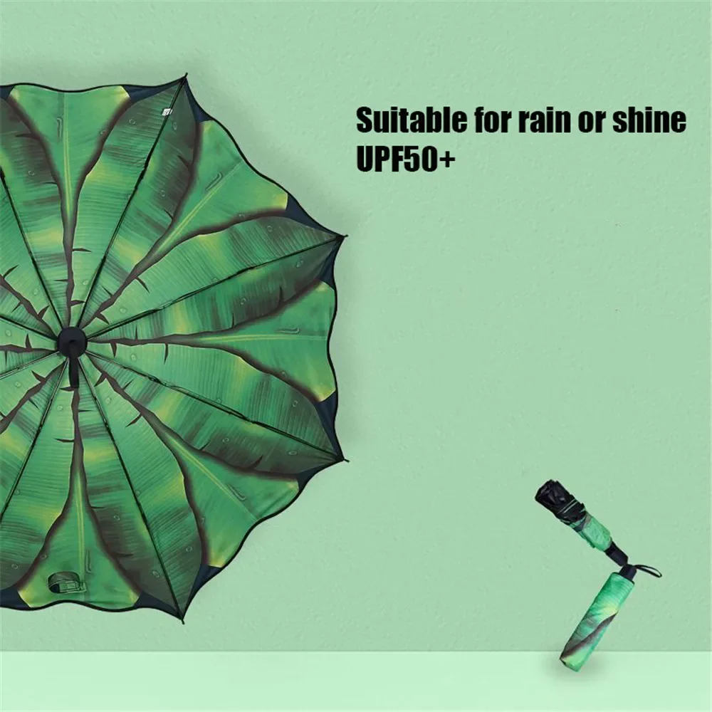 Double Black Rubber Sun Umbrella Sunny Rain Dual-use Parasol Strong Sunscreen UV Female Folding Banana Umbrella