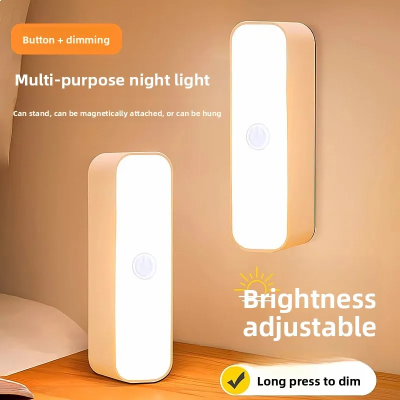 LED Dimmable Night Light 3 Color Bedside Lamp Eye Protection Magnetic Stick On Sensor Light