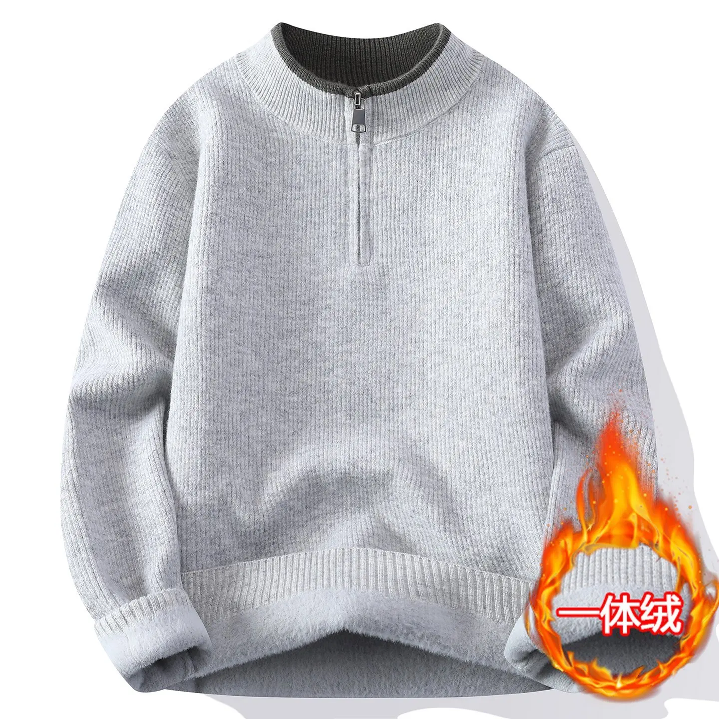 

Зимние толстые теплые свитера, мужская одежда, корейская мода, мужской повседневный свитер с половиной молнии и длинными рукавами, свободные вязаные пуловеры для мужчин