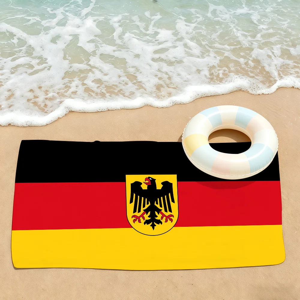Flag Germany Towel Soft Lightweight Anti-Sand Large Beach Towel Quick-Drying Bath Sports Family