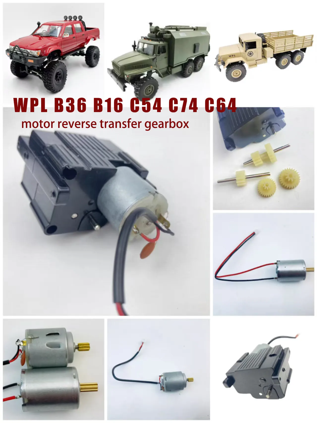 

WPL RC B36B16C54C64 original 370 motor reverse transfer gearbox 260 modification and upgrade accessories WPLB36