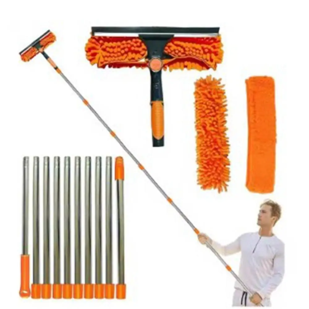Max length 4.25m Window Squeegee Set 11 Style Combinations Extension Pole Dust Brush Set Microfiber Long Duster