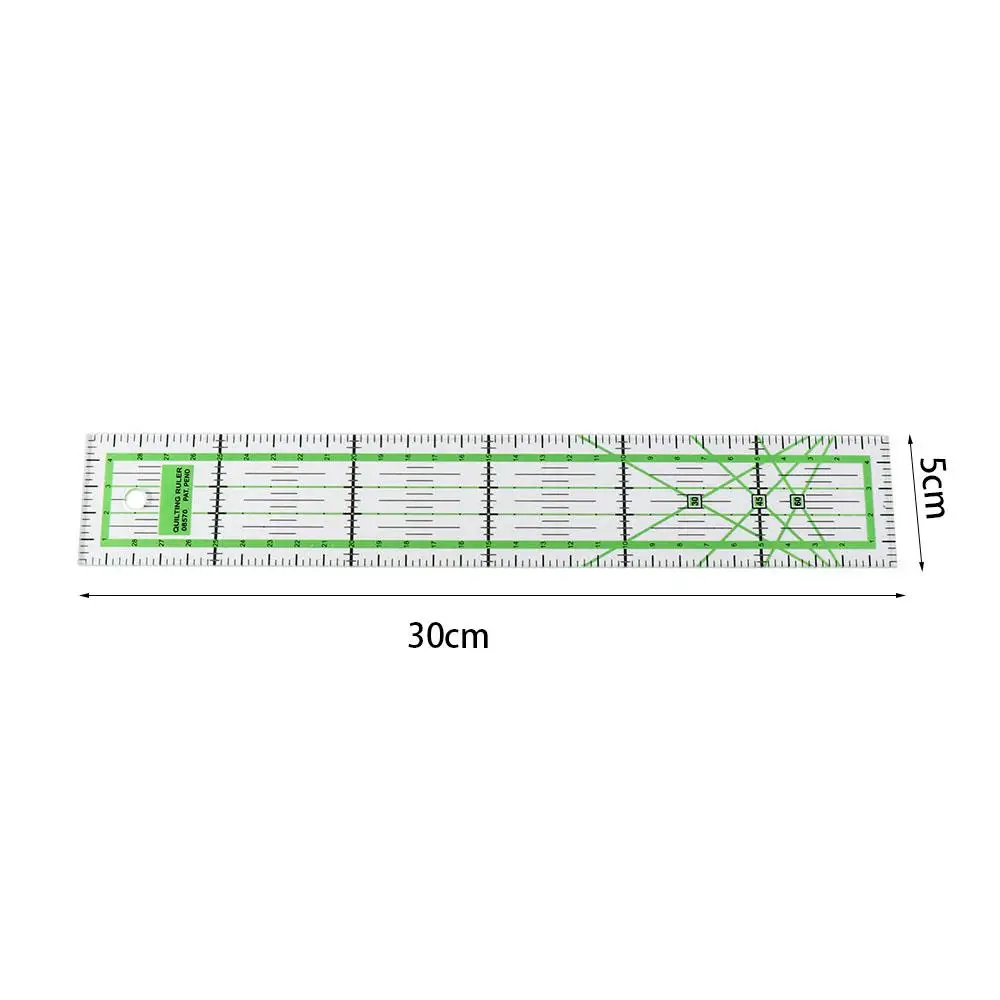 Regla de acrílico para acolchado, rectangular, verde, transparente, para costura y sastrería