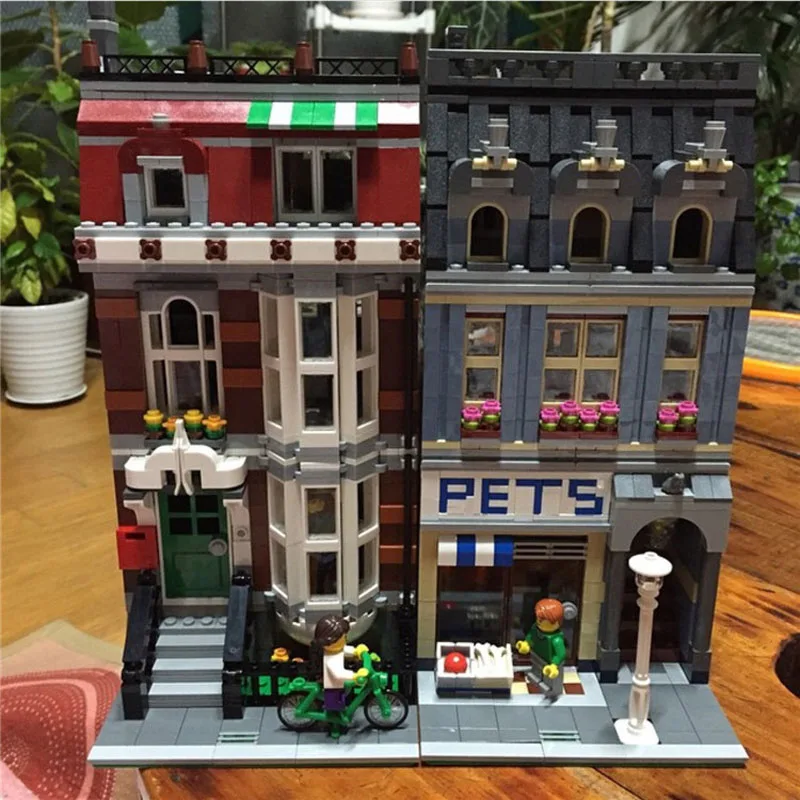 2032PCS Negozio di Animali Modello Building Blocks MOC 10218 Mattoni Giocattoli Per I Bambini Regali Di Natale Città Street View Architettura