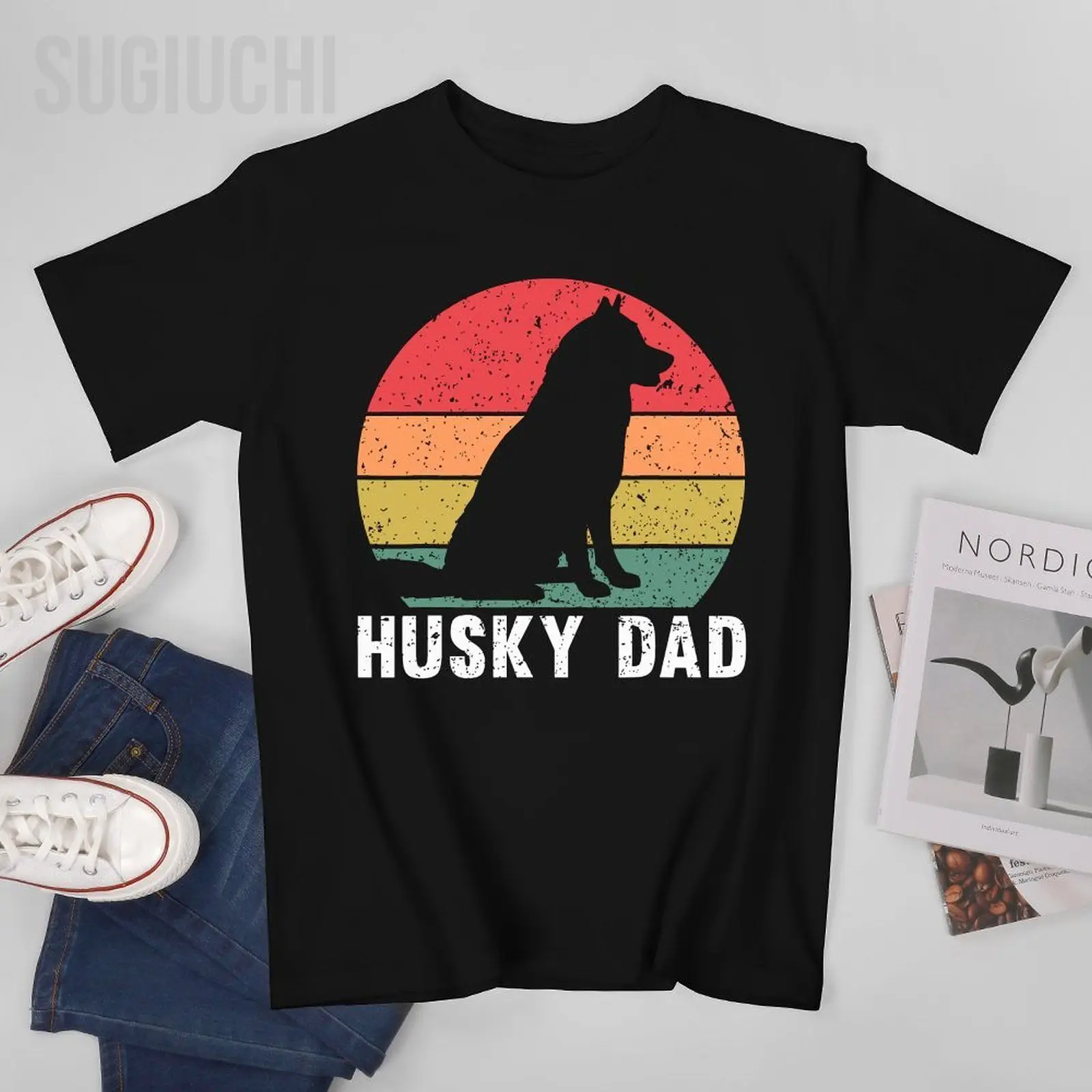 Unisex Men Best Husky Design For Dad Men Siberian Husky Pet Dog Lovers Tshirt Tees T Shirts Women Boys 100% Cotton T-Shirt