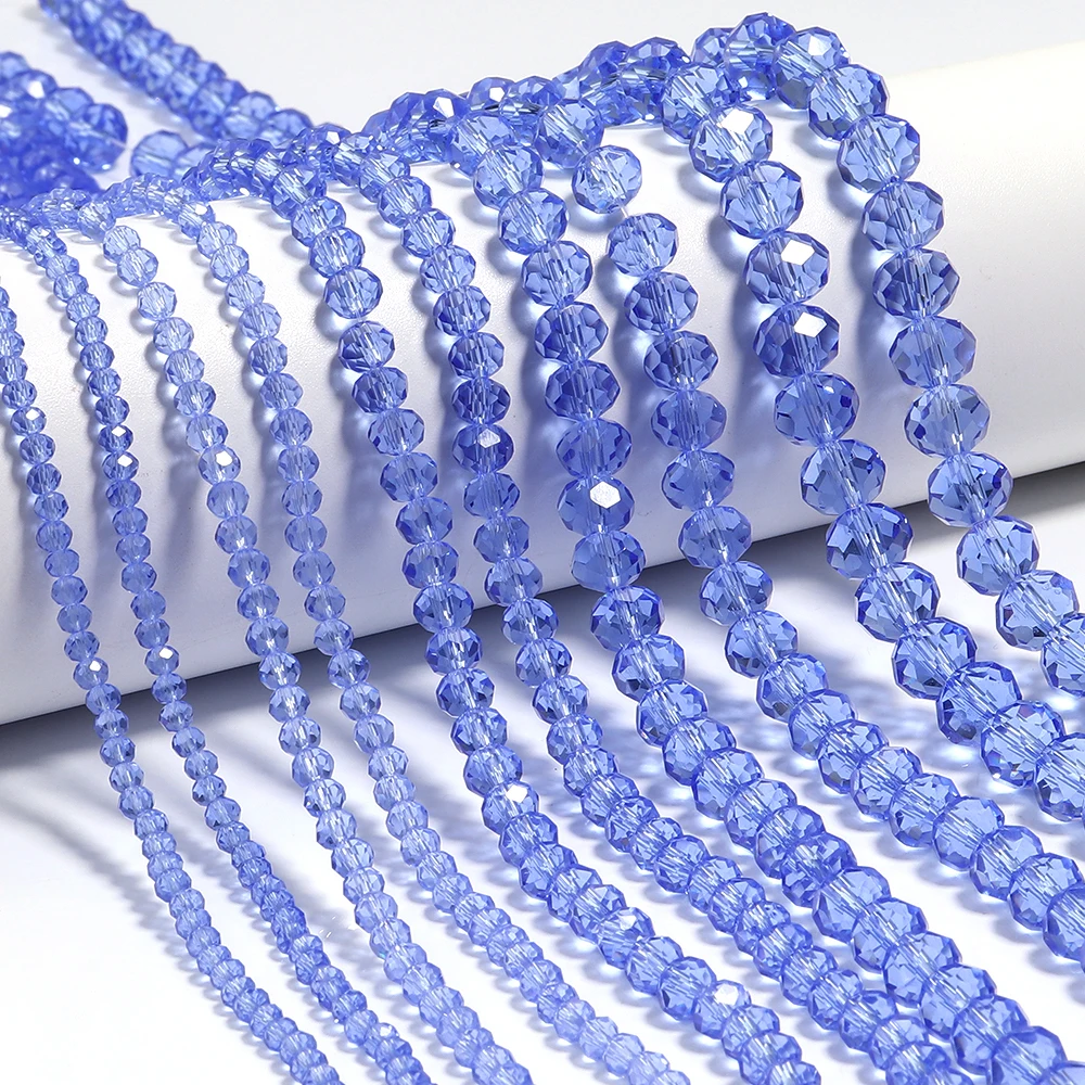 3/4/6/8/10mm Facettierte Kristallperlen Transparentes Blaues Glas Lose Abstandhalterperlen für Schmuckherstellung DIY Halskette Armband Zubehör