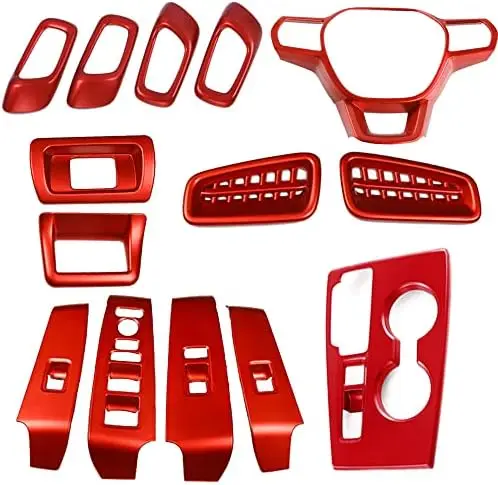 

XITER 14PCS Red Interior Trim Kit for 11th Gen Civic 2022-2026 - Console, Steering Wheel, Door & Window Covers