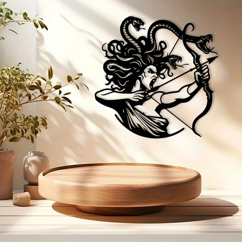 CIFBUY Iron Wall Art Medusa Archer Metal Waterproof Sculpture For Home Living Room Hanging Decor Greek Mythology Gift