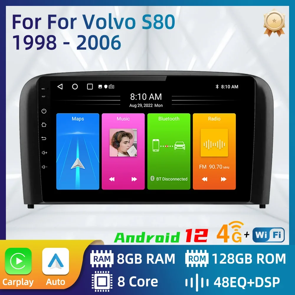 Car Radio For Volvo S80 1998 - 2006 2 Din Android Car Multimedia Player GPS Navigation Carplay Android auto Touch FM 4G Stereo