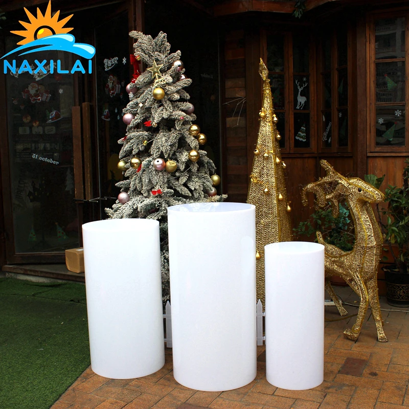 

Naxilai White Plinth Round Acrylic Display Stand Acrylic Pedestal Stand Wedding Decor Food Display Round Plinths