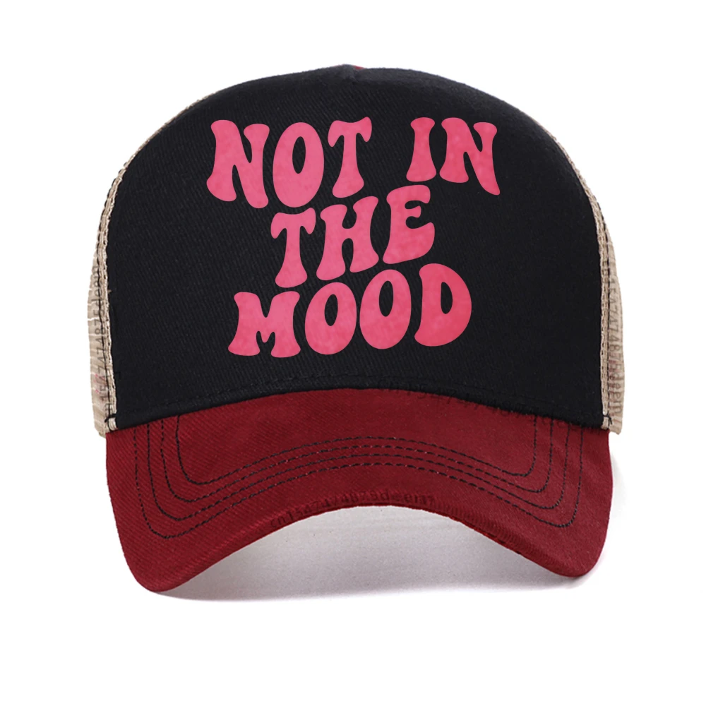 Not In The Mood Pink Letter Print baseball cap Women Summer Breathable Casual sun hat fashion mesh Snapback Caps trucker hats