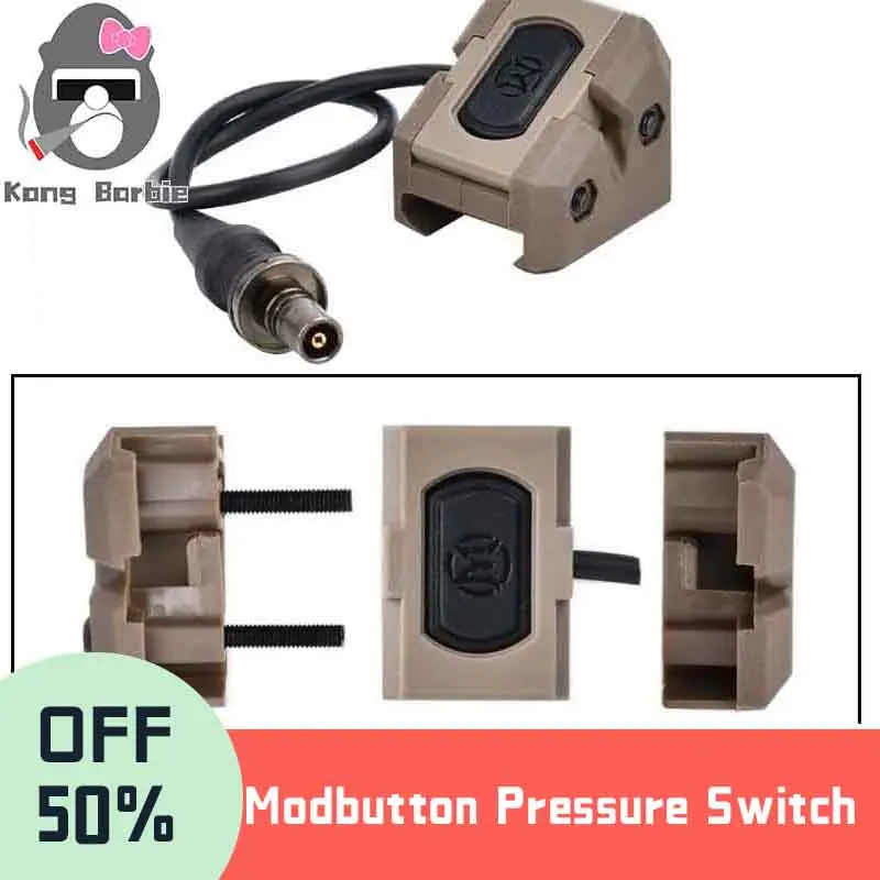 Tactical Airsoft Modbutton Pressure Switch Fit Surefir M300 M600 Flashlight 20mm Rail MLOK KEYMOD PEQ DBAL NGAL 2.5 Plug Laser