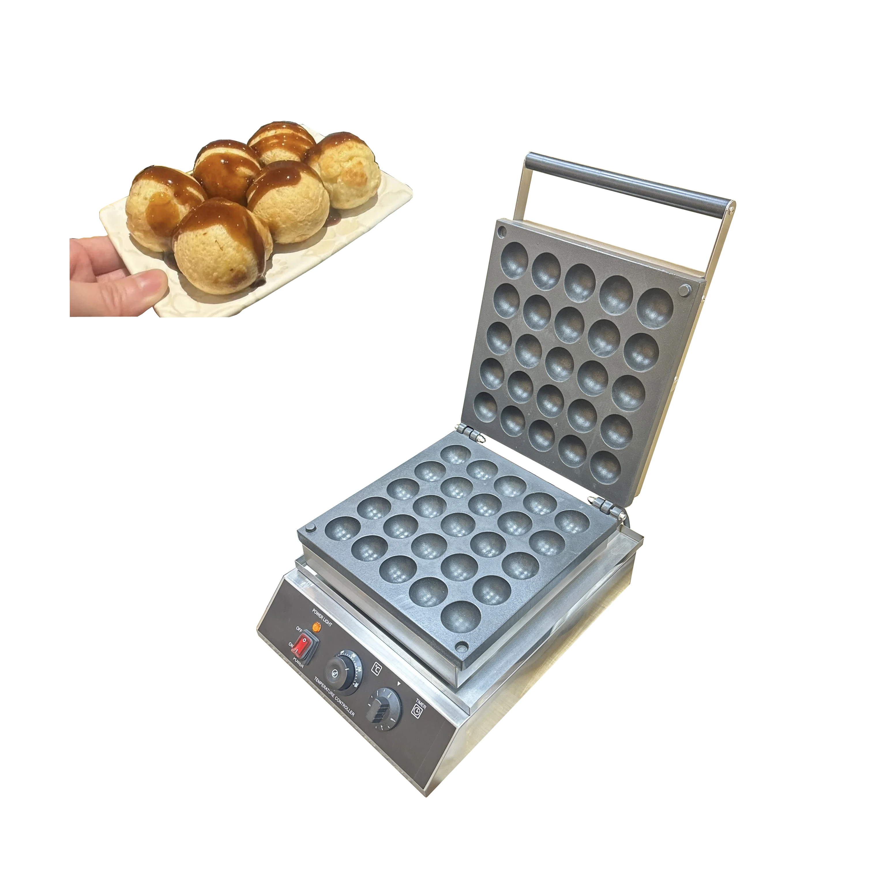 Commercial Classic Snack 25 Holes Round Waffle Machine Ball-shaped Takoyaki Waffle Makers Mini Pancake Machine