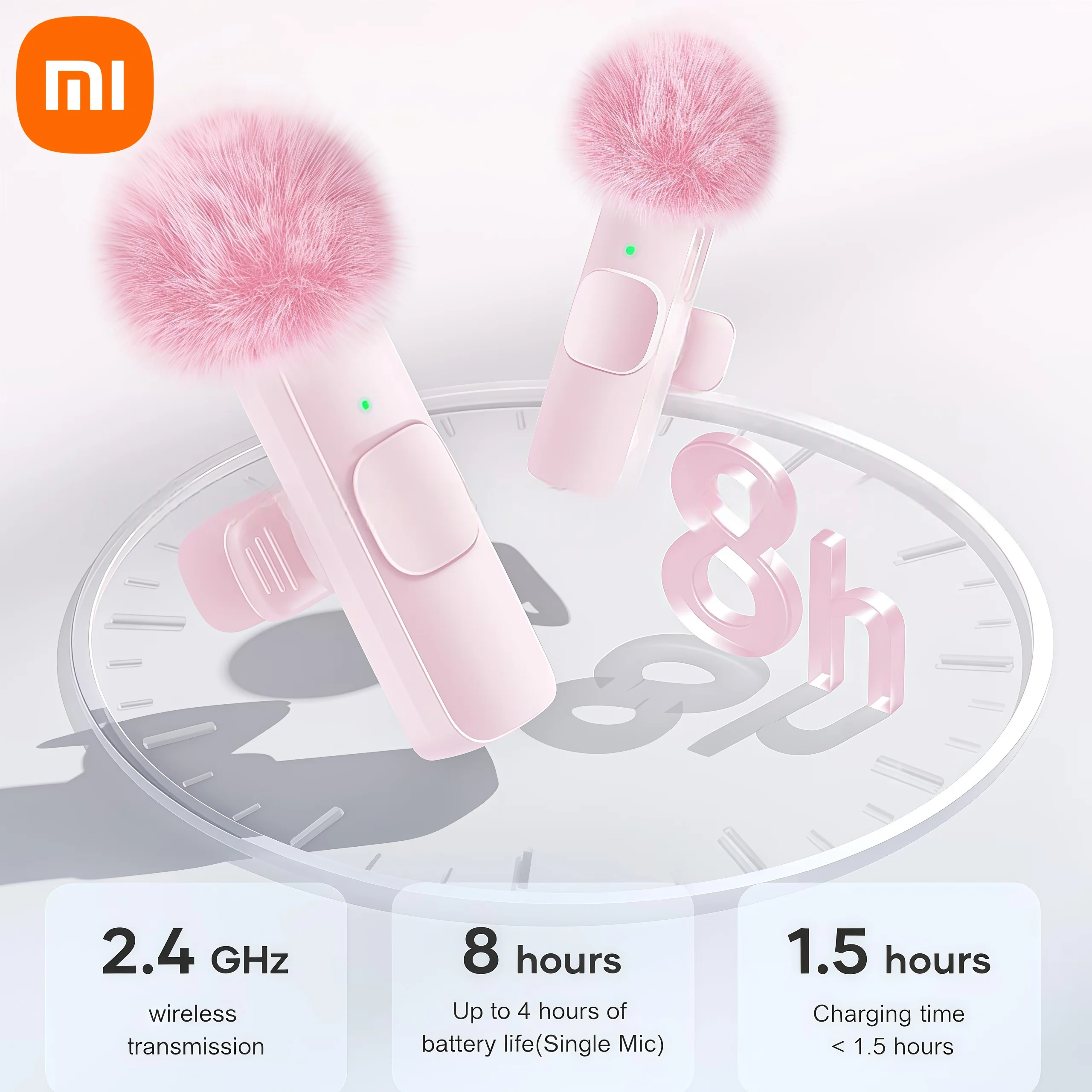 ميكروفون Xiaomi الوردي اللاسلكي Lavalier لهاتف iPhone Android PC Live Gaming Phone المحمول لتسجيل الصوت والفيديو وميكروفون مدونة الفيديو #1