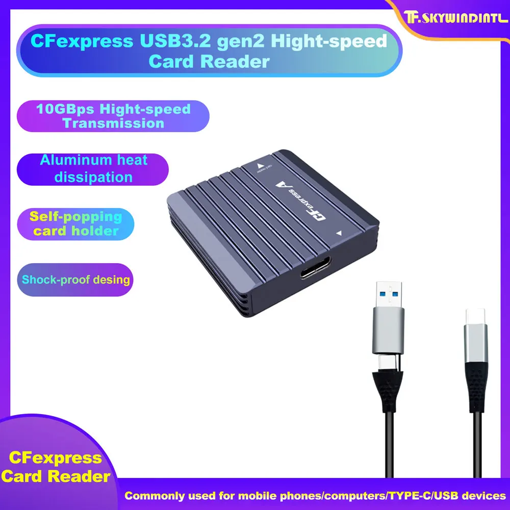 

CFExpress USB3.2 Gen2 High Speed ​​10Gbps Card Adapter Aluminum Alloy Shock-proof Reader Suitable for Computers and Notebooks