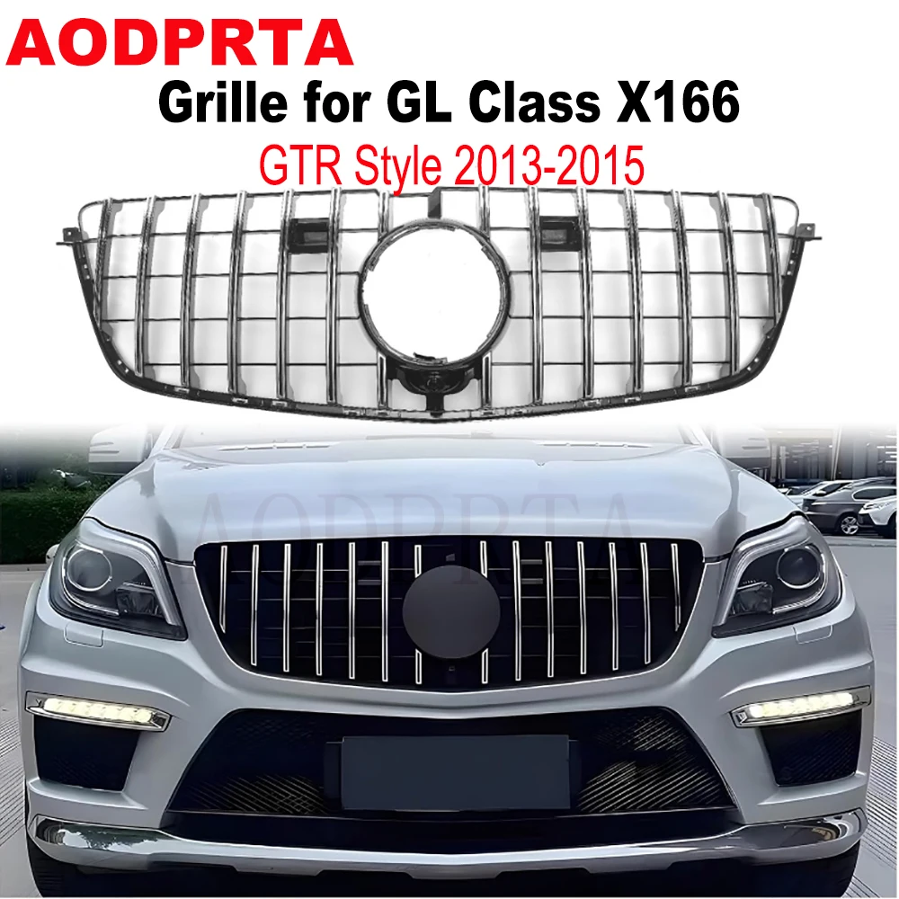 GL500 GL550 GL63 Grill GTR Panamericana Style Front Bumper Grille for Mercedes GL Class X166 2013-2015 High Version