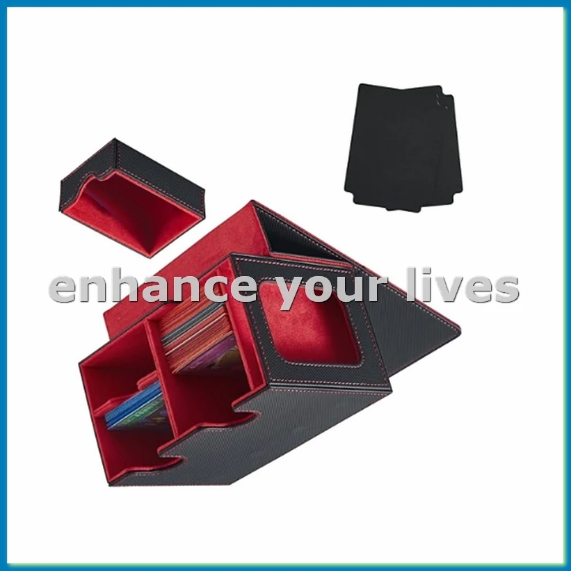 

Коробка для колоды карт Дисплей для карт с лотком для игральных костей Коробка для колоды Коробка для колоды с коробкой для хранения торговых карт 160+ Коробка для колоды Red-ABFT