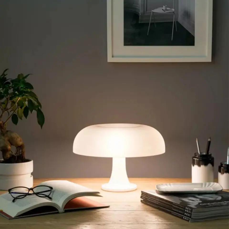 LED Mushroom Table Lamp Bedside Lamps Portable Dimmable Bedside Lamp with USB Charging Translucent Lampshade Table Lamp for Read