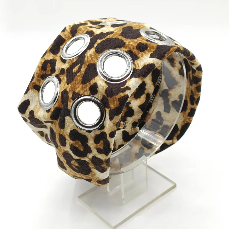 Girl Fabric Hollow Elastic Headband Demo Punk Grunge Hollowed Out Eyelets Wide Elastic Headband Grunge Stretchy Hair Accessories view 4