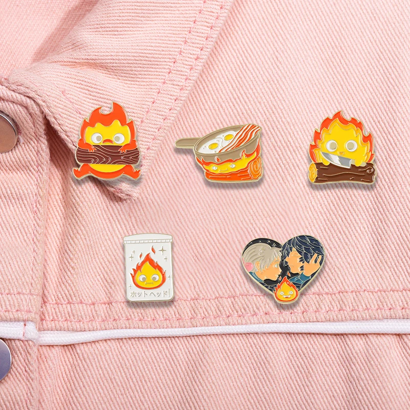 Cartoon Brooch Cute Matches Small Flame Metal Badge Clothing Accessories Personalised Badge Pin Jewellery Gift For Friends