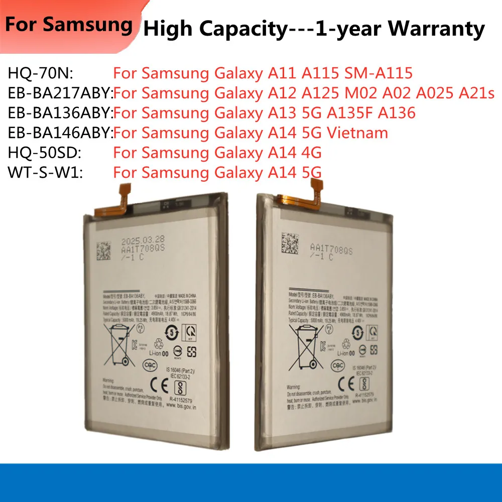 Hohe Kapazität Batterie Für Samsung Galaxy A12 A125 M02 A02 A025 A21s A11 A115 A13 A14 5G A135F a136 Telefon Bateria Batterie