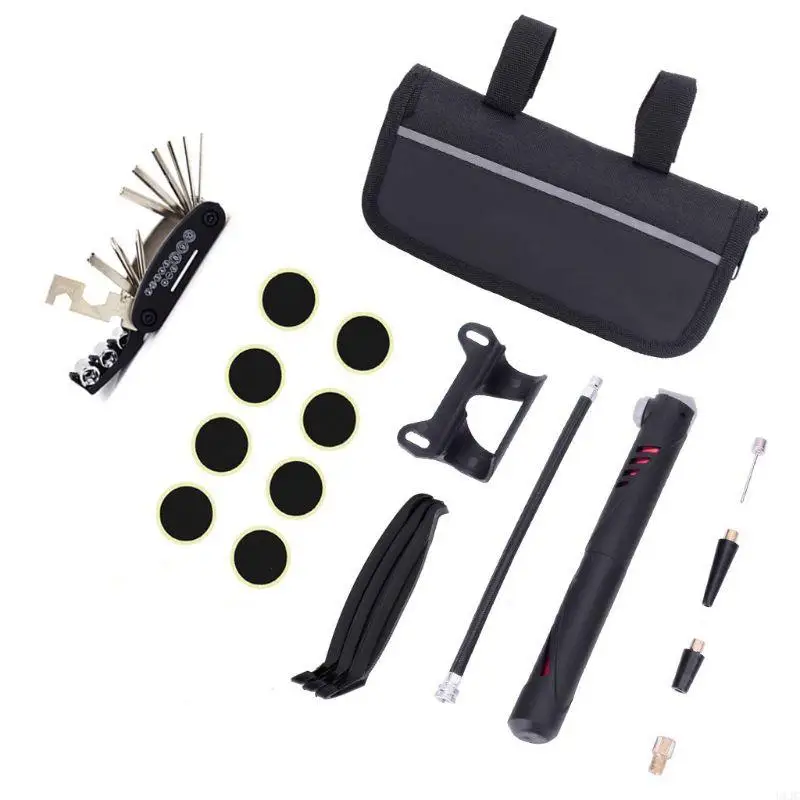 

U1JC Portable Cycling Mountain Bike Multi Function Puncture Tyre Pump Tire Repair Tools Bag Set