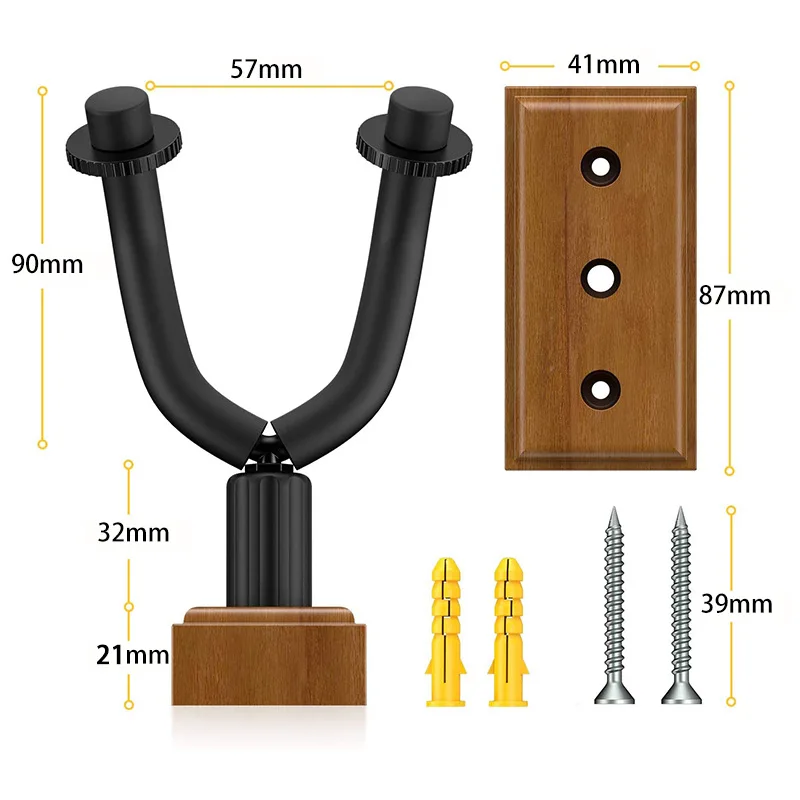 Guitar Hanger, Walnut Wood Wall Mount for Electric Guitar Ukulele Violin, Instrument Stand Hook, Solid Wood Display Rack