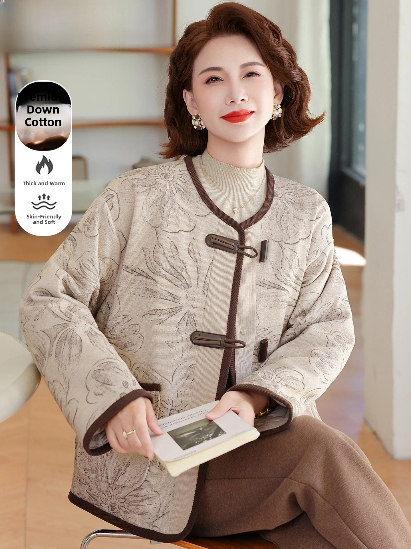 

Lightweight Cotton Jaet for orter Women Autumn Winter New Chinese Sle Middle-Aged And ly Women's Faionable Coat