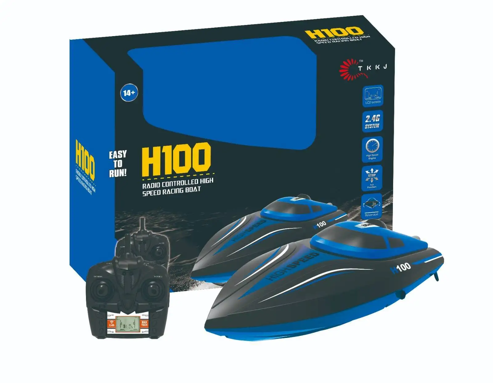Nuova batteria H100 RC per barca 2.4Ghz 25 km/h ad alta velocità ​ ​ Velocità dell'acqua per barca da corsa telecomandata ​ ​ Regalo di compleanno giocattolo modello barca per bambini