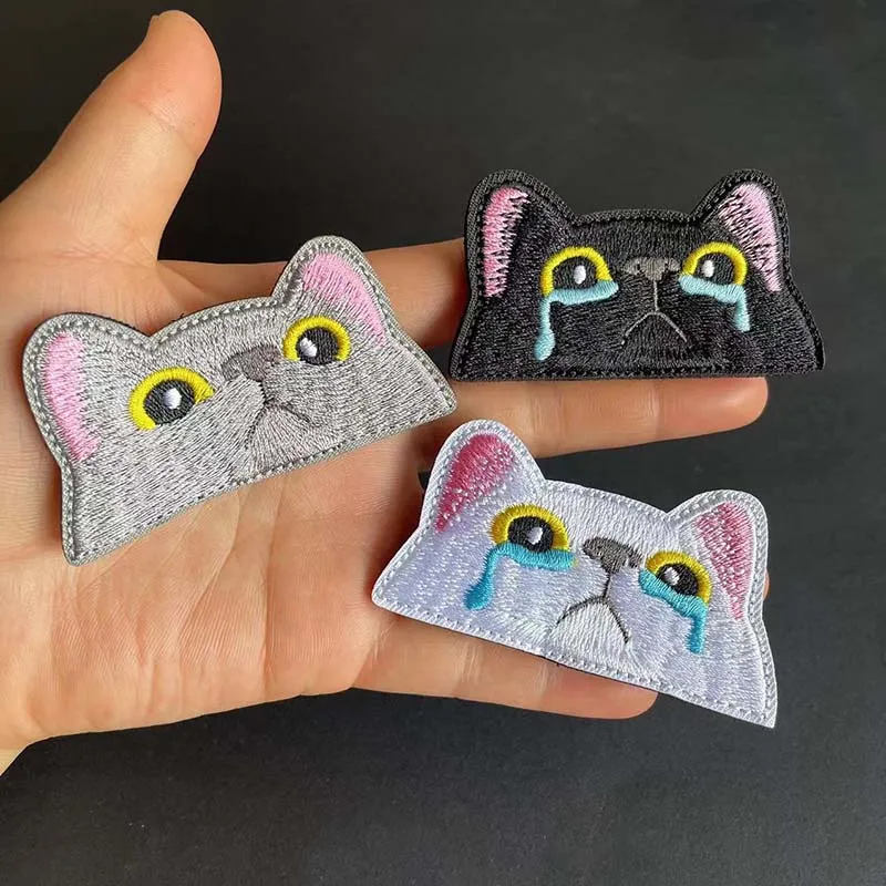 Lustiges Katzengesicht, taktische Abzeichen, Stickerei-Applikation, Kleidungsaufkleber, 3D-PVC-Patches, Klett-Embleme für Rucksack, Kleidung – Detail 3