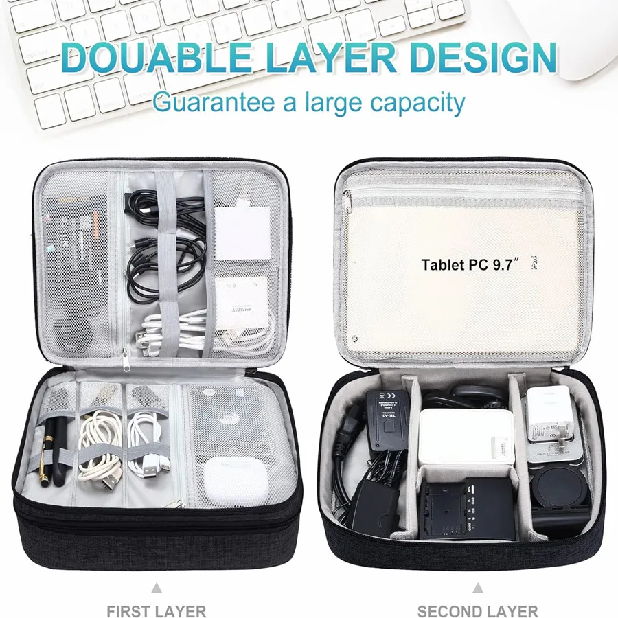 Large Capacity Digital Travel Packing Cube Business Trips Hard Disk Data Cable Charger Storage Bags Data Products Organize Pouch