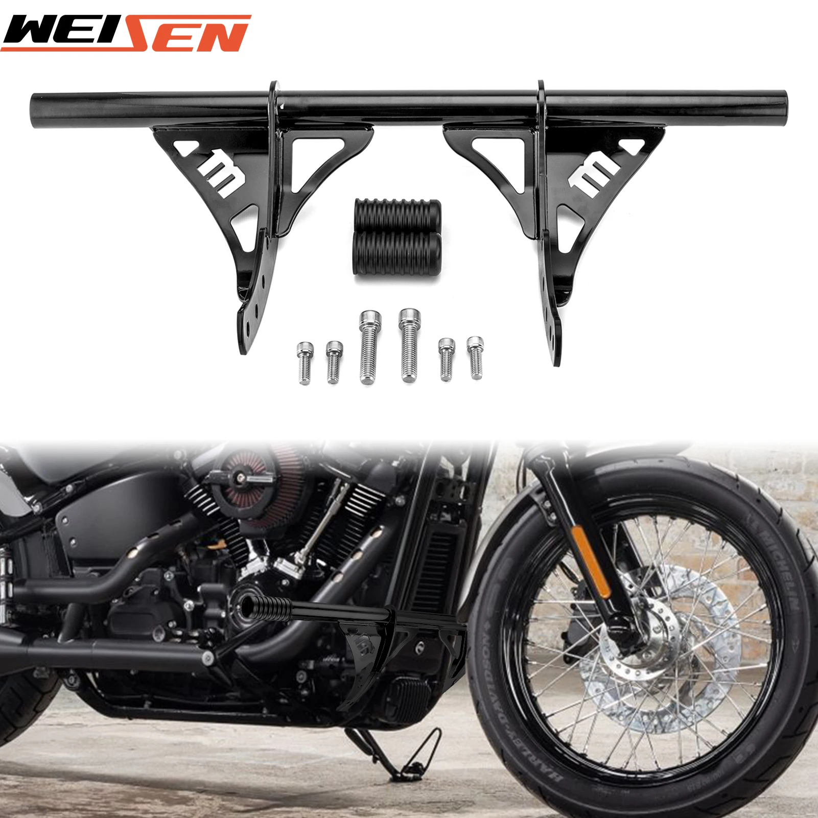 

For 2018-2024 Harley Softail Street Bob and Low Rider Models Motorcycle Front Highway Peg Engine Guard Crash Bar Accessories