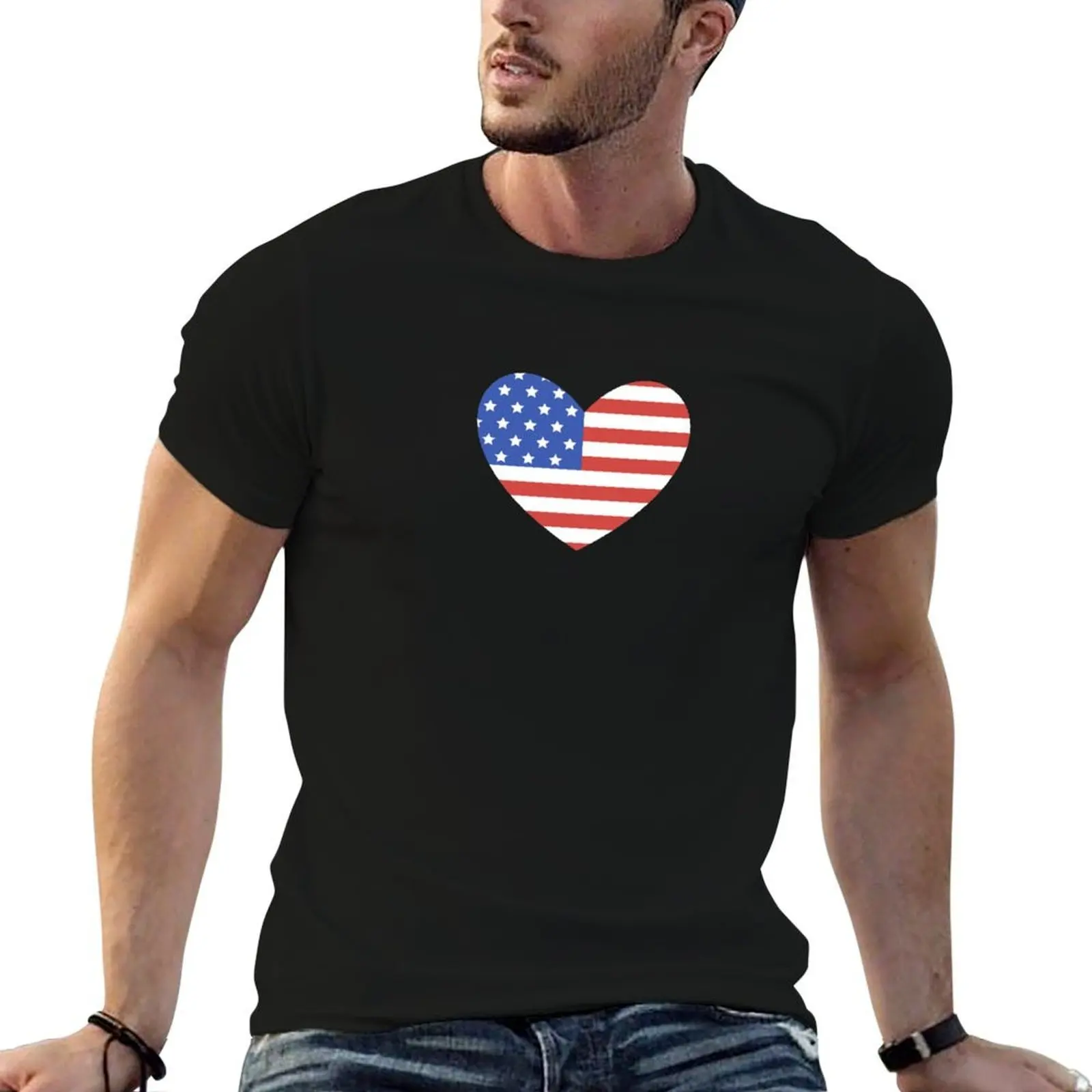

Love American flag T-Shirt mens graphic t shirts funny t shirts cotton T-Shirt
