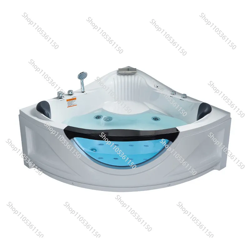 High-end household adult fan-shaped large glass Jacuzzi, couple double bath triangular bathtub