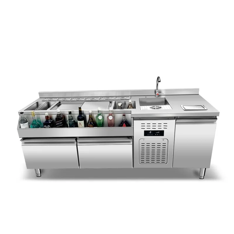 

Барная стойка из нержавеющей стали для бара, коктейль-бар, холодильный шкаф для KTV, дизайнерский холодильный витринный шкаф-морозильник