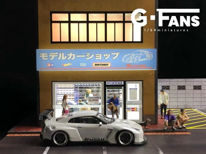 Led Light Parking 1:64 Car Diorama Display Garage Model Children Toys for Boys Building Scene Simulation Porsche Centre Gift