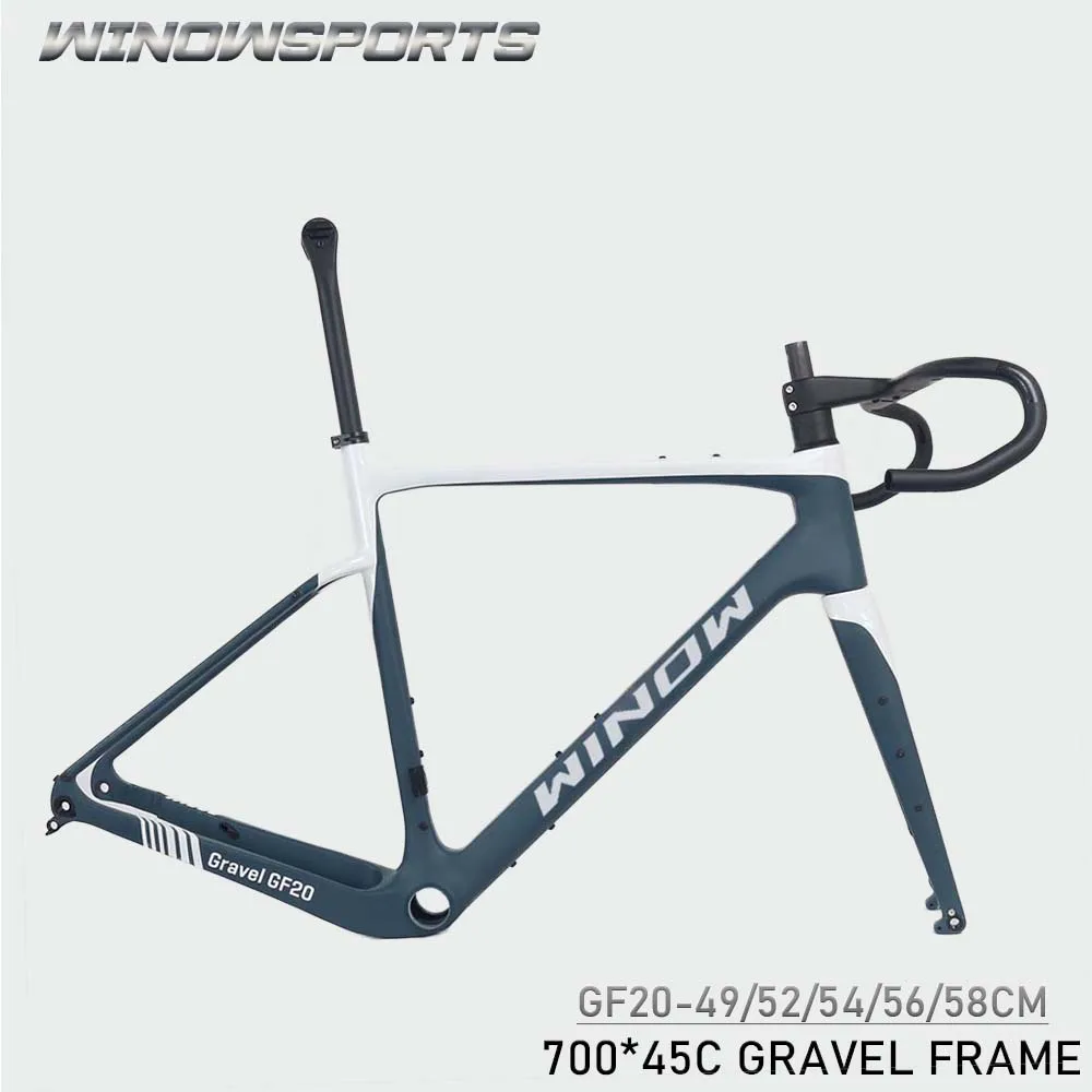 T800 Carbon Gravel Frame 700*45C Cyclocross Bike Frame Disc Brake  Road Bike Frameset Custom paint