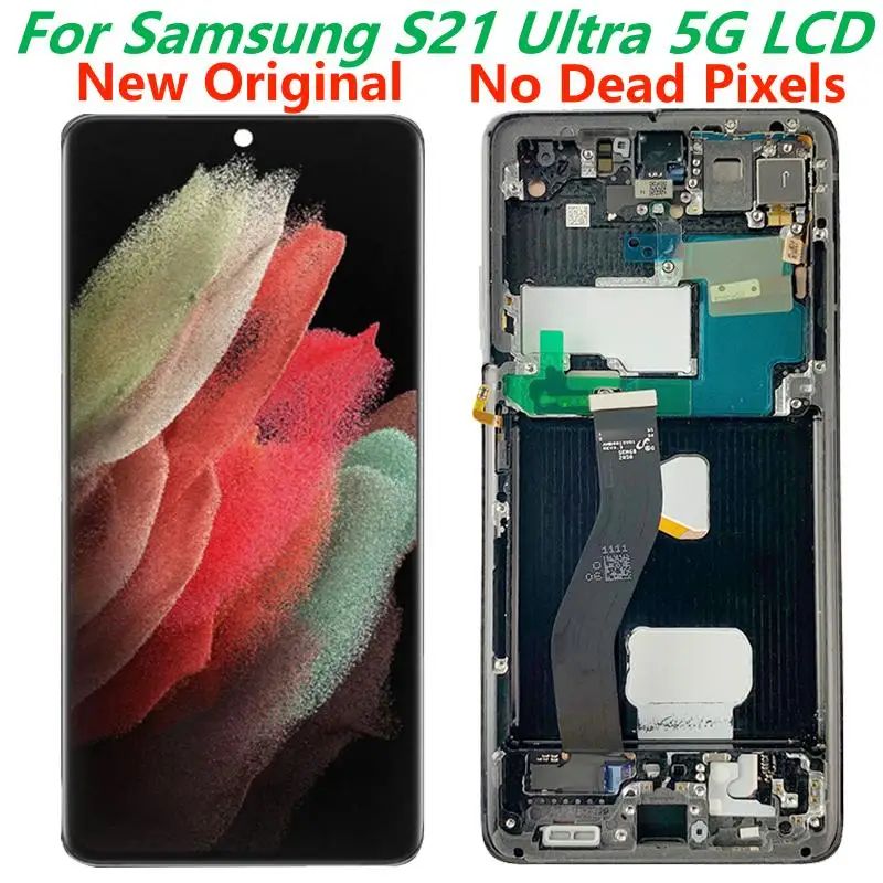 Original 6.8  For Samsung Galaxy S21Ultra LCD Display With Frame SM-G998U G998F/DS Touch Screen Digitizer Assembly Replacement