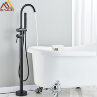 Floor Free Standing Faucet Mixer Single Handle Hot Cold Water Mixer with 360 Rotation Spout with Handshower For Bathtub Shower