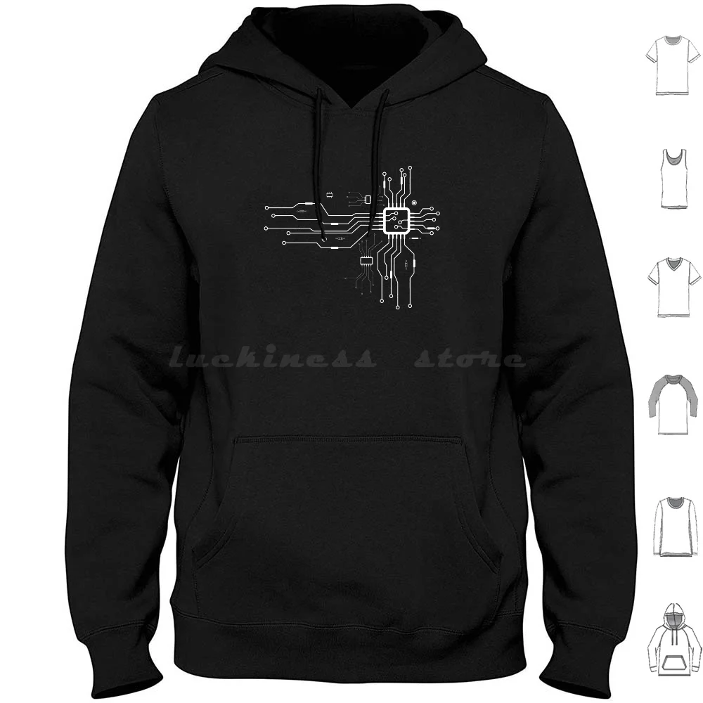 Cpu Heart Hoodies Long Sleeve Cpu Chip Heart Circuit Electrical Electronic Bionic Cyborg Bot Robot Engineer Gpu Graphic