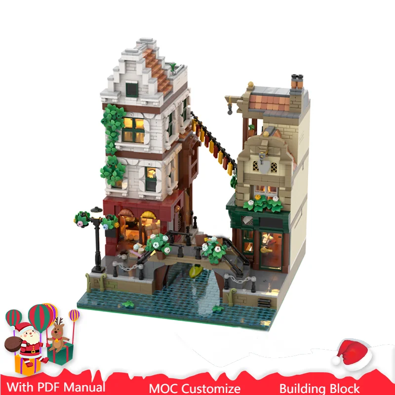 ตัวต่อโมเดลอาคารชุดสร้างสรรค์ 3453 ชิ้น ชุดบล็อกสร้างอาคารแบบโมดูลาร์ รุ่นบ้านริมน้ำ ของเล่นเสริมพัฒนาการเด็ก ประกอบเองได้ ของขวัญวันเกิด