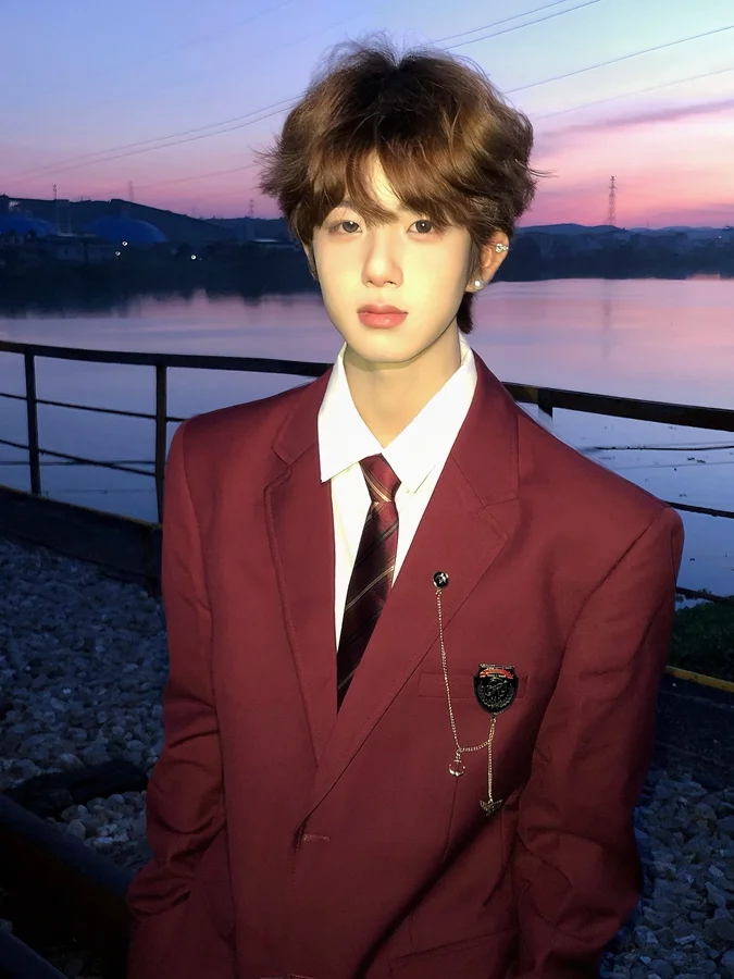 

Red Casual Men's Suit Jaet Original Bae Spring Autumn Loose Fit Youth Trend Long Sve Pure Color Faion Outerwear