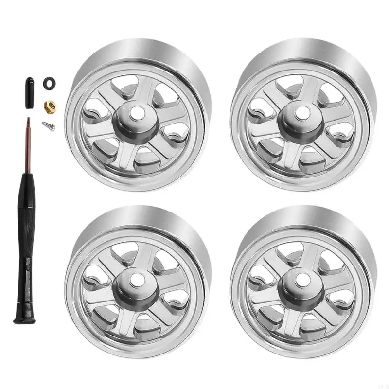 Packung mit 4 hochwertigen 1/30 SCX30 0,7 Zoll Aluminium-Metall-Ersatzrädern für Off-Road-Modelle A2UB – Detail 4