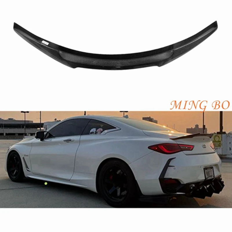 FOR  Infiniti Q60 Q60S M4 Style Carbon fiber Rear Spoiler Trunk wing 2013 2014 2015 2016 2017 2018 -2023 FRP  Forged carbon